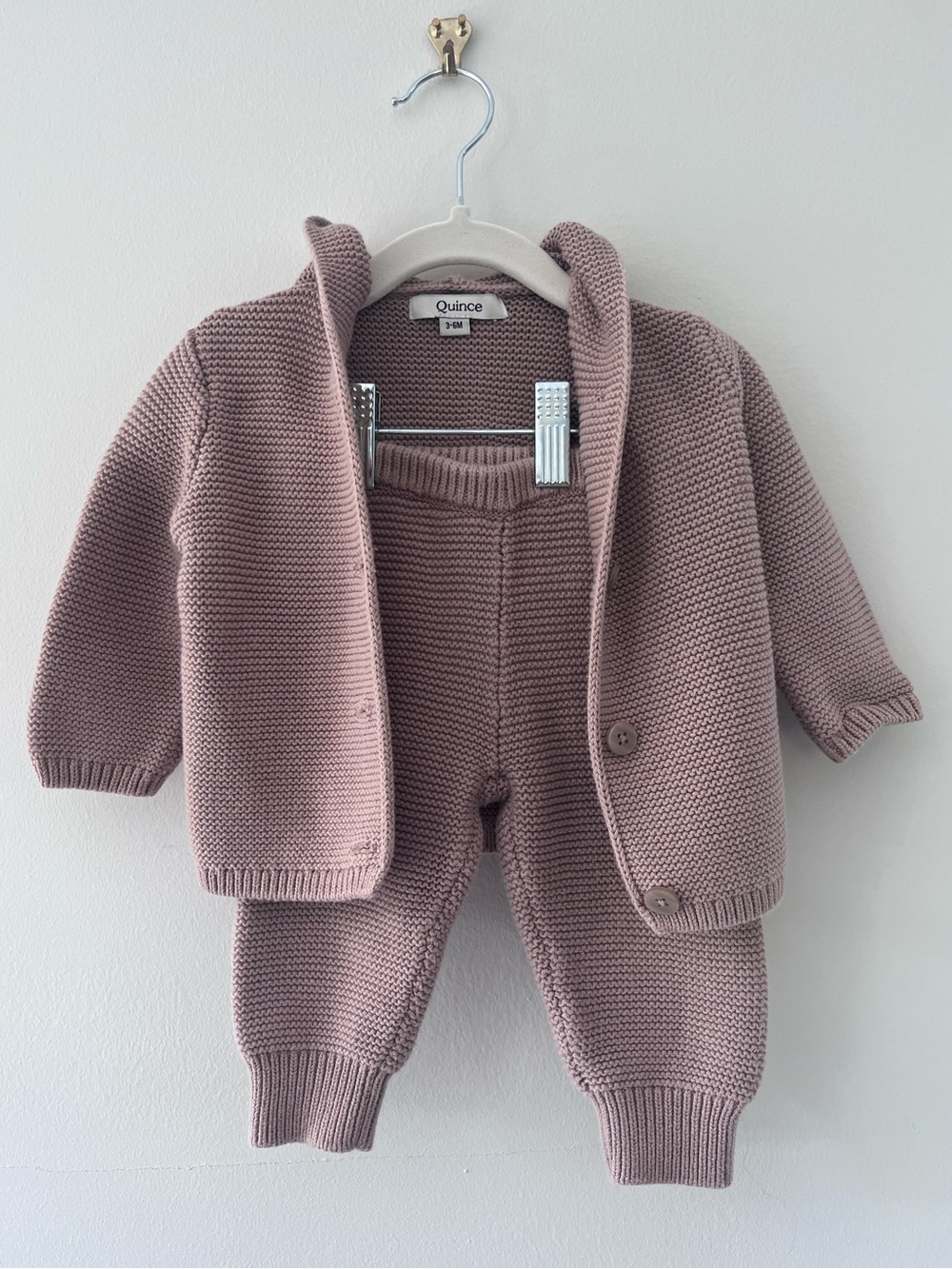 Quince | 100% Organic Cotton Sweater Set in Oatmeal | 3-6 months